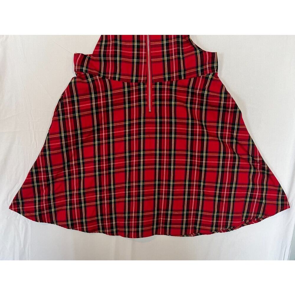 Hot Topic Plaid O-Ring Skirtall Overall Dress Womens Small Pockets Red Black - Picture 4 of 13